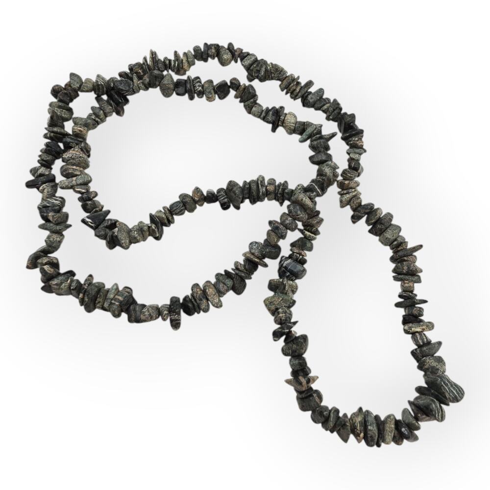 Picasso Jasper Chip Bead Necklace – 34" Long Boho Natural Stone Strand